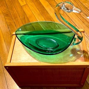 Duncan Miller Green Swan Bowl Mid Century